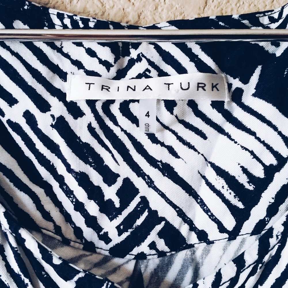 Trina Turk Subrina Navy Blue Rope Belt Dress Sz 4 - Picture 7 of 10